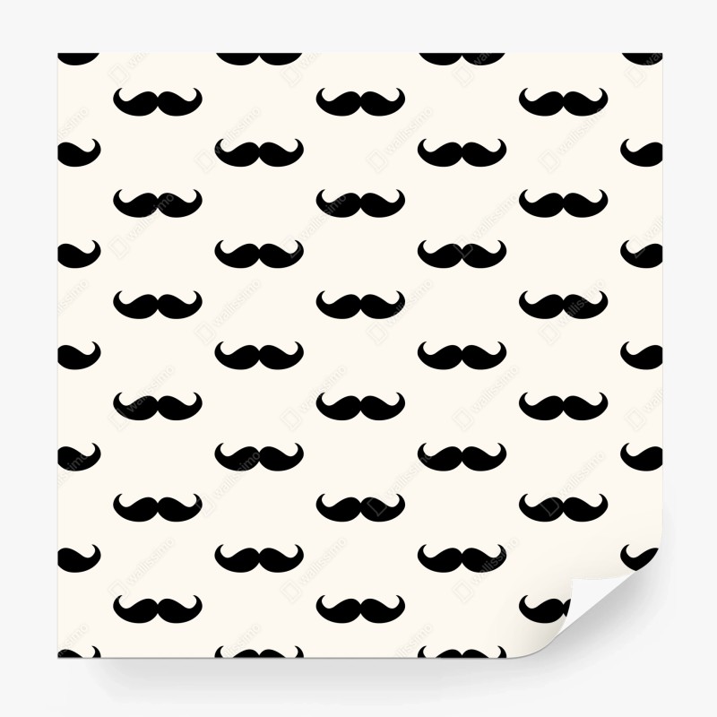 Wall mural black mustache pattern on beige background