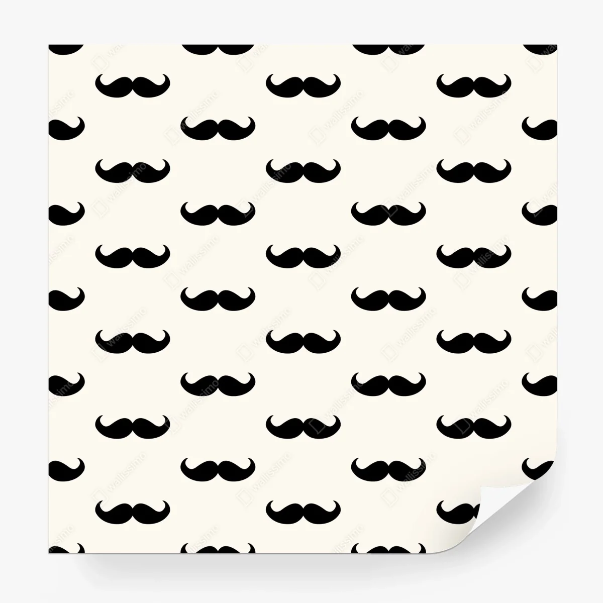 Wall mural black mustache pattern on beige background ⁕ Wallissimo®
