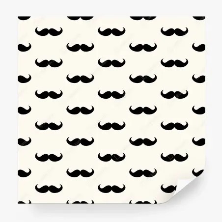 Wall mural black mustache pattern on beige background • Wallissimo®