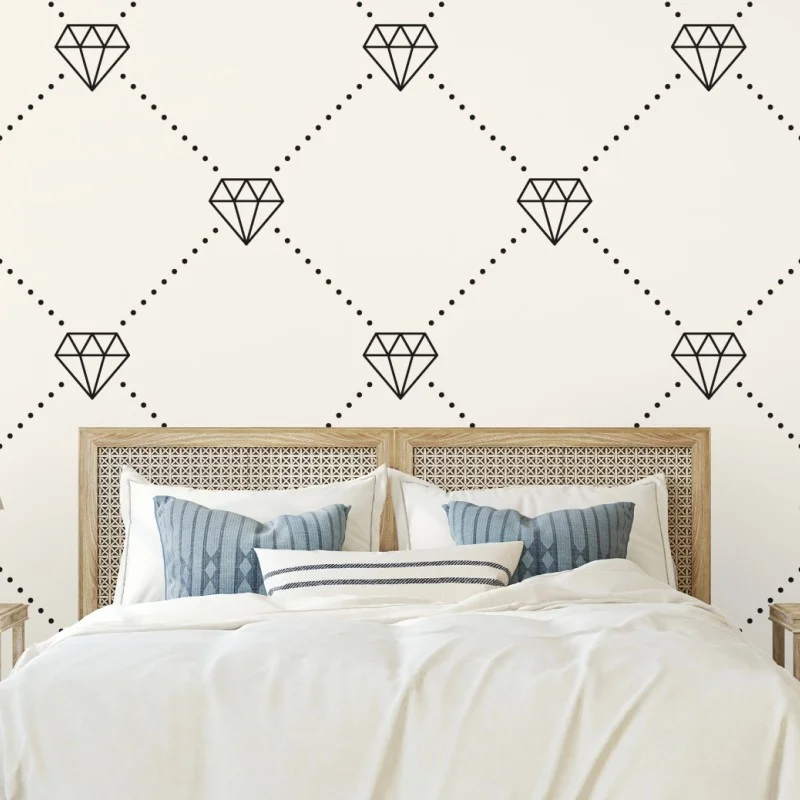 Wall mural diamond lattice pattern on beige background