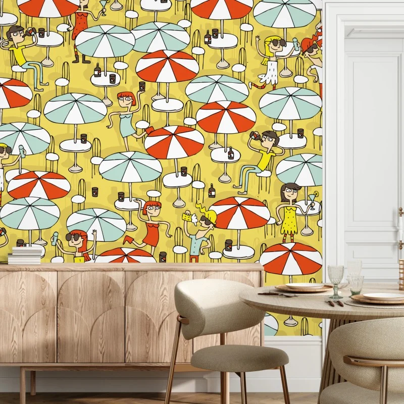 Wall mural sunny beach umbrellas pattern