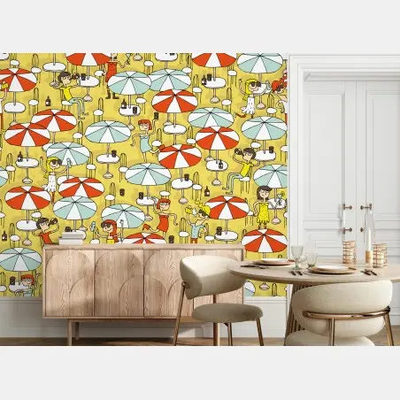Wall mural sunny beach umbrellas pattern • Wallissimo®
