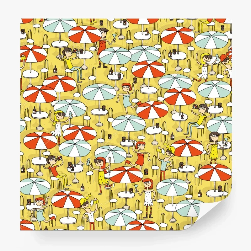 Wall mural sunny beach umbrellas pattern
