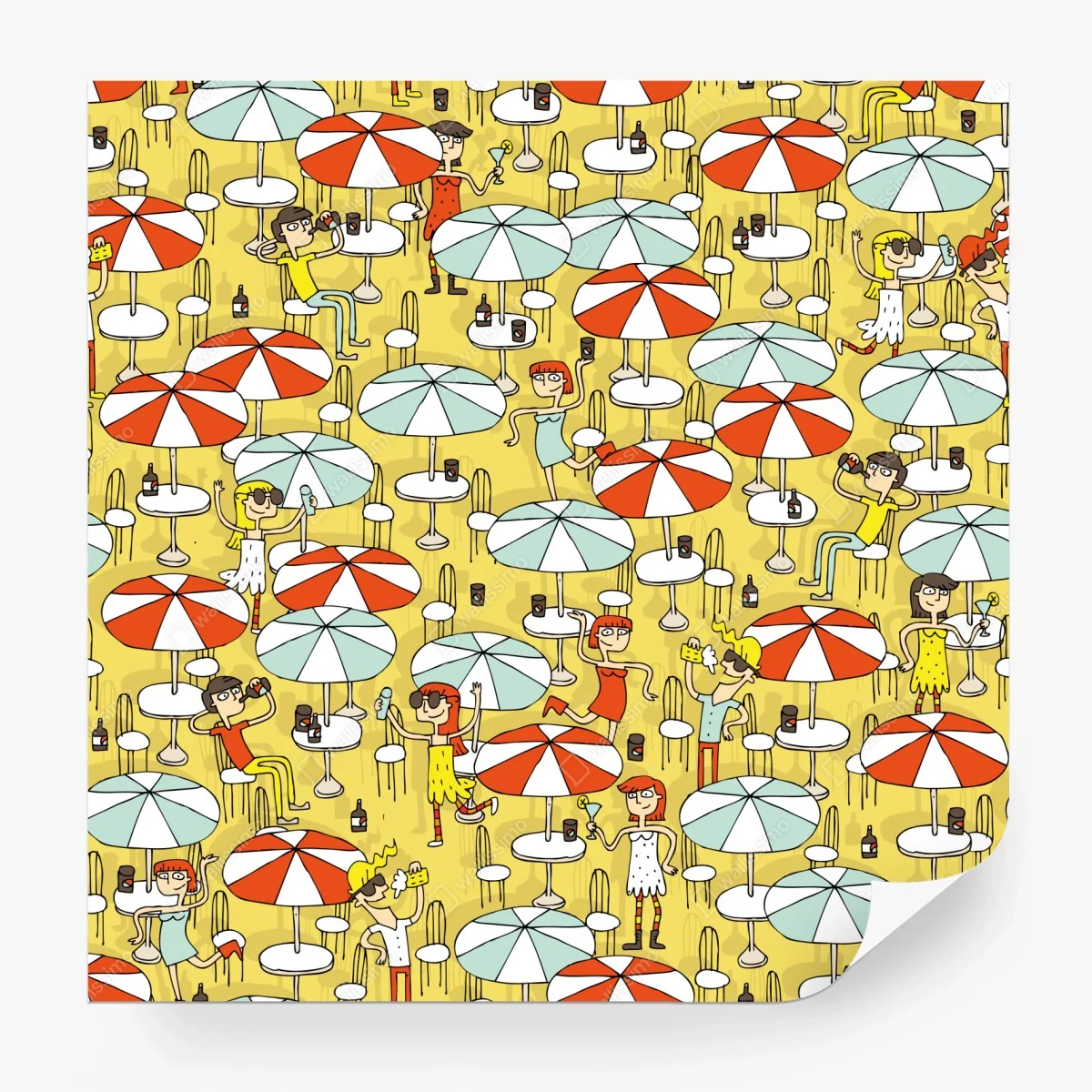 Wall mural sunny beach umbrellas pattern ⁕ Wallissimo®
