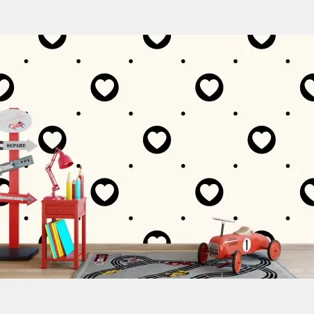 Wall mural minimalist black heart pattern • Wallissimo®