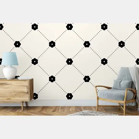 Wall mural minimal black floral lattice pattern • Wallissimo®