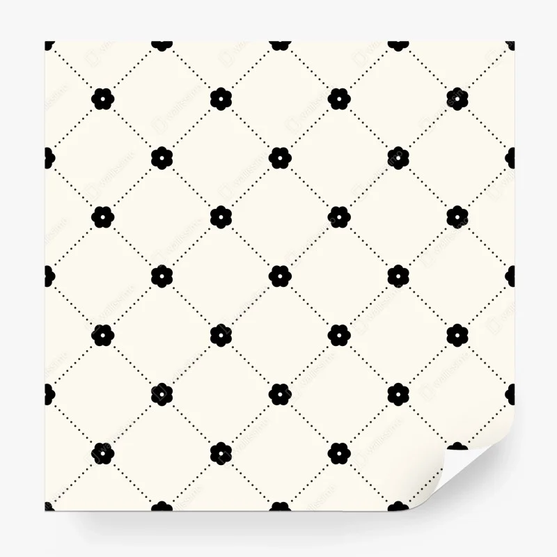 Wall mural minimal black floral lattice pattern