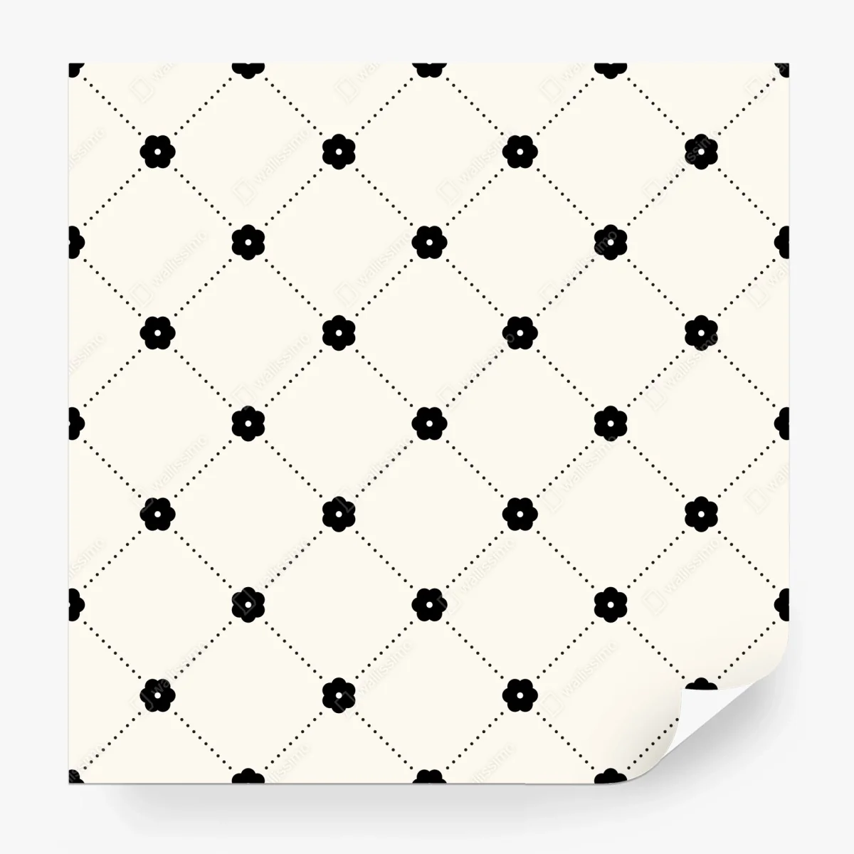 Wall mural minimal black floral lattice pattern • Wallissimo® Wall mural minimal black floral lattice pattern • Wallissimo®