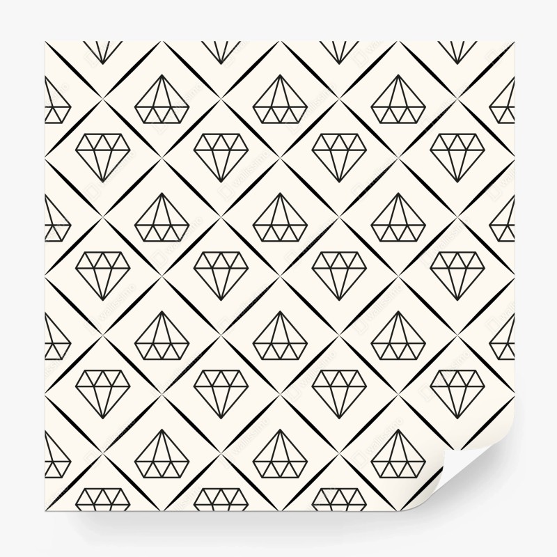 Wall mural geometric diamond repeat pattern