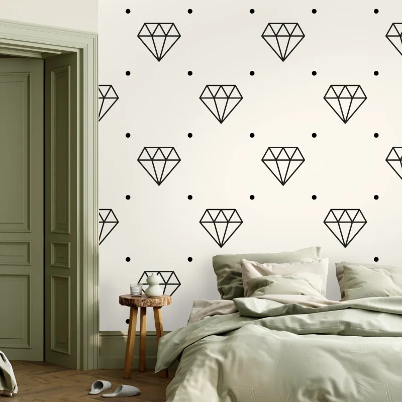 Wall mural minimalist diamond pattern with dots