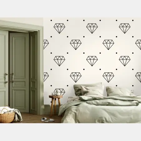 Wall mural minimalist diamond pattern with dots • Wallissimo®