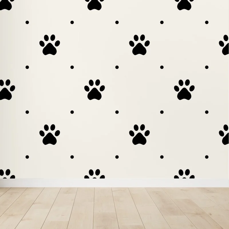 Wall mural playful paw print pattern