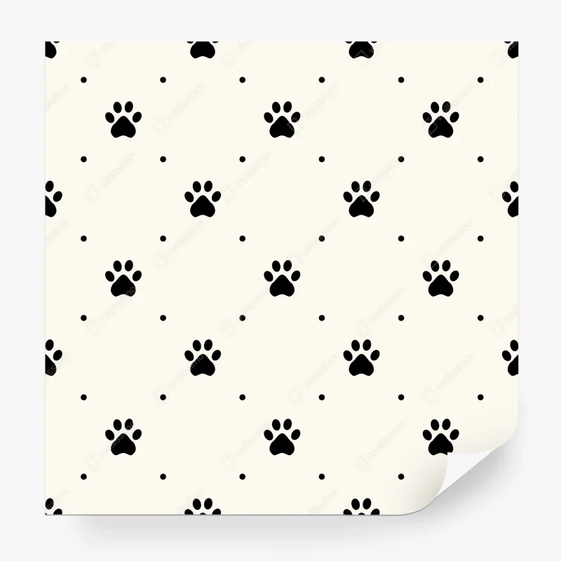 Wall mural playful paw print pattern