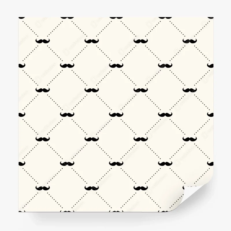Wall mural playful mustache pattern