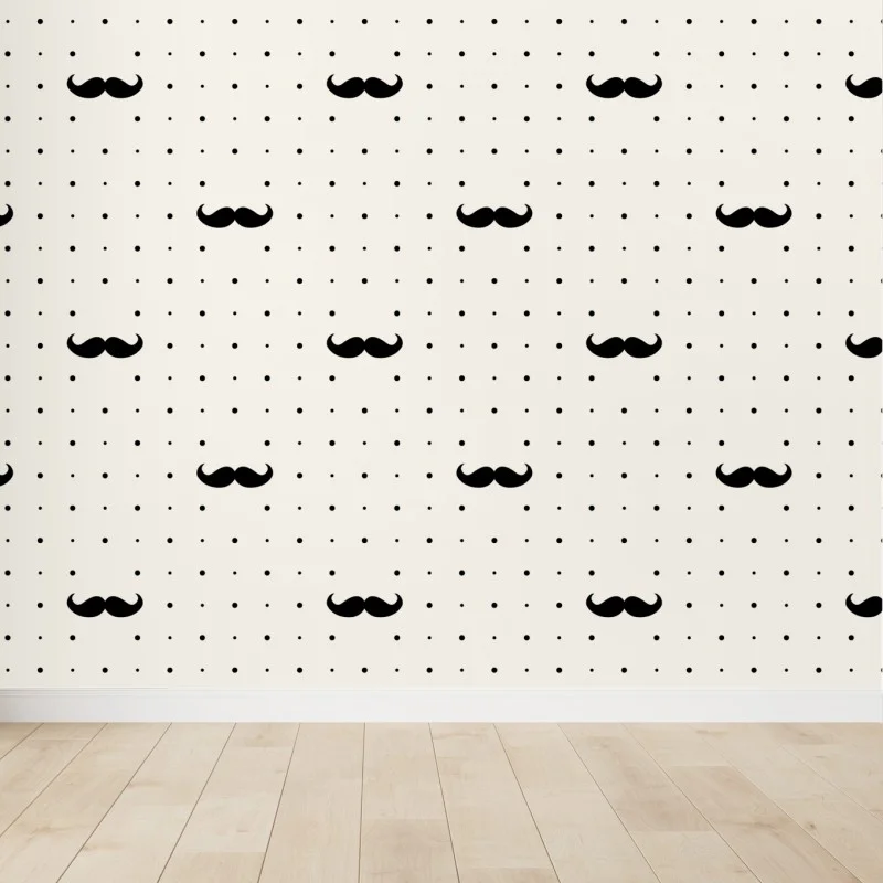 Wall mural black mustache repeat pattern