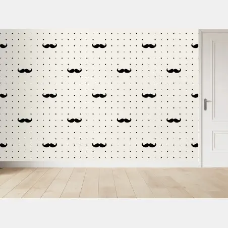 Wall mural black mustache repeat pattern • Wallissimo®