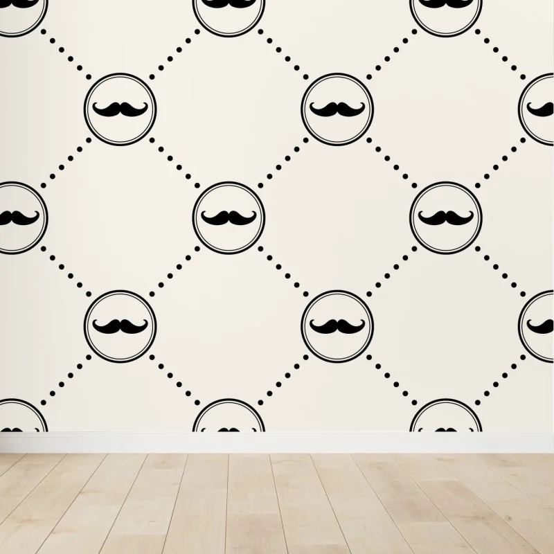 Wall mural playful mustache repeat pattern