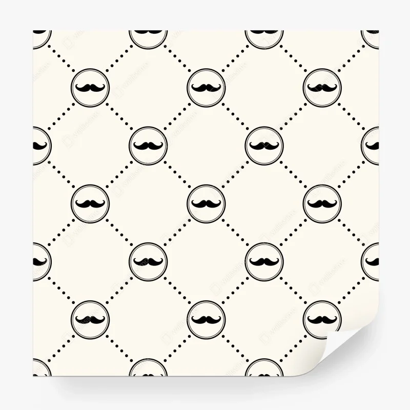 Wall mural playful mustache repeat pattern
