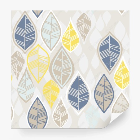 Wall mural scandinavian leaf pattern in soft neutrals • Wallissimo®