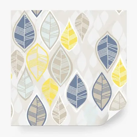 Wall mural scandinavian leaf pattern in soft neutrals • Wallissimo®
