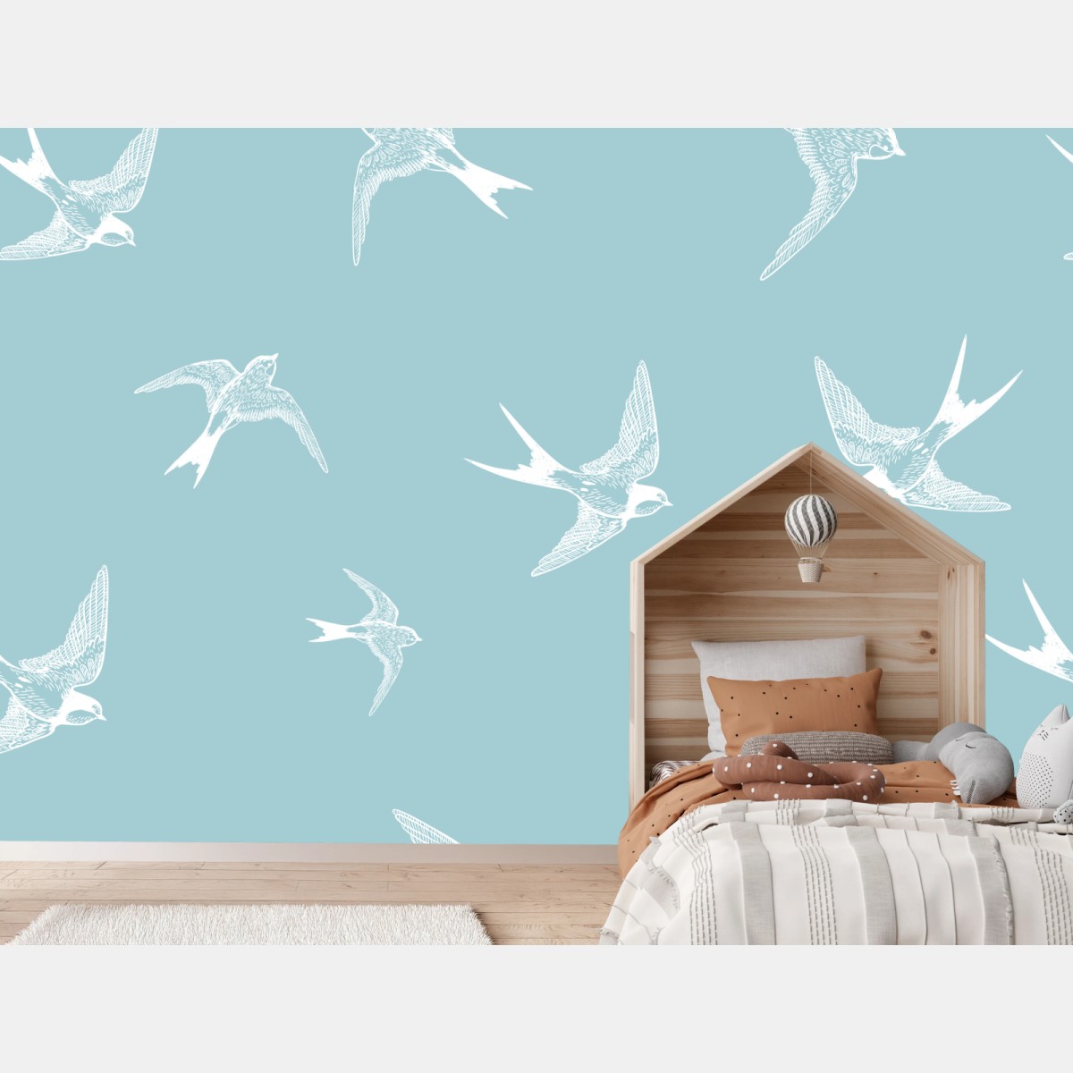 Wall mural pastel swallows seamless pattern • Wallissimo®