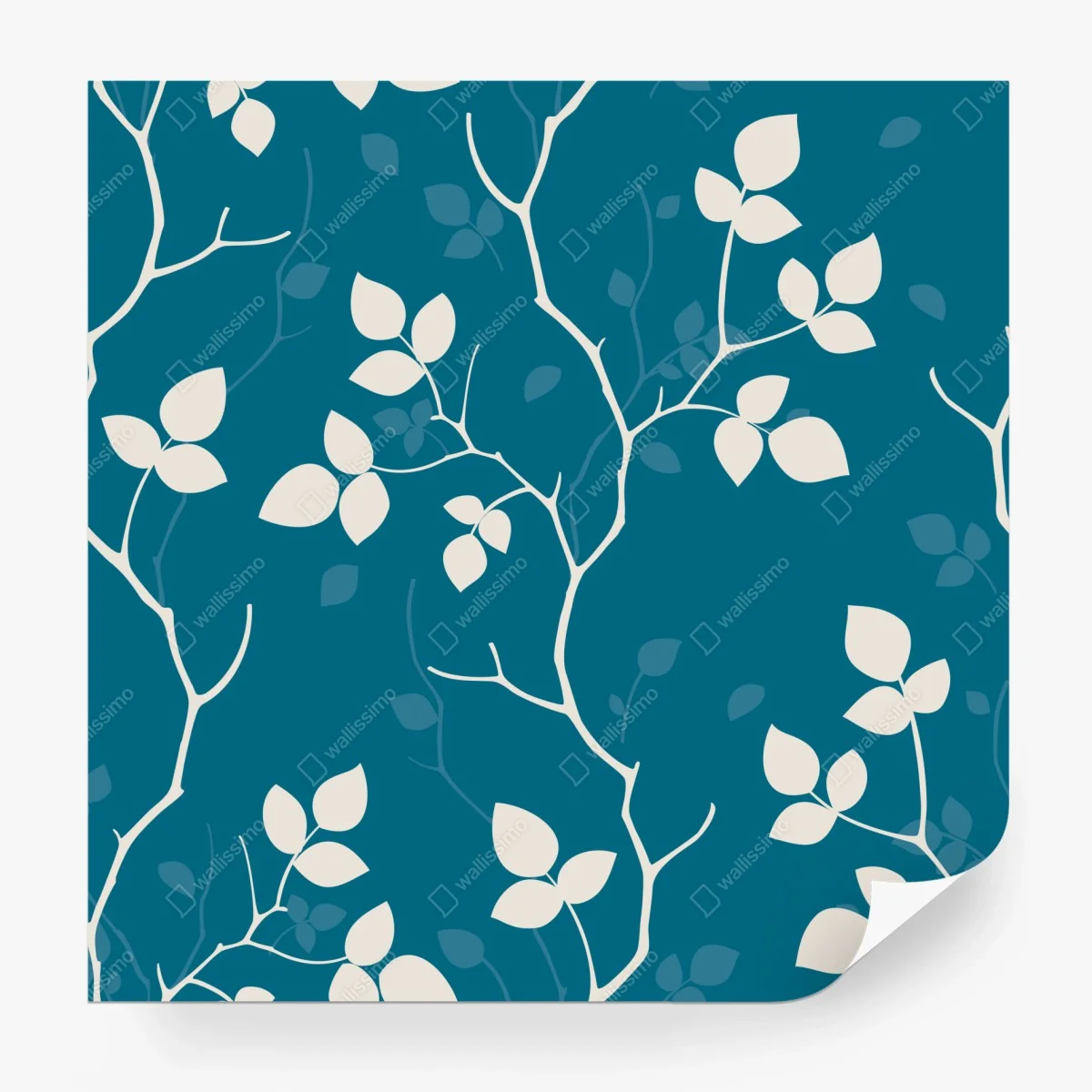 Wall mural turquoise botanical leaf pattern ⁕ Wallissimo® Wall mural turquoise botanical leaf pattern ⁕ Wallissimo®