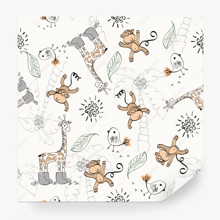 Wall mural cute jungle animals nursery pattern • Wallissimo®