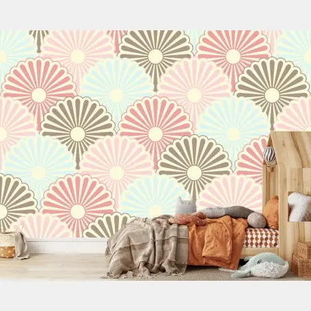 Wall mural pastel scallop fan pattern • Wallissimo®