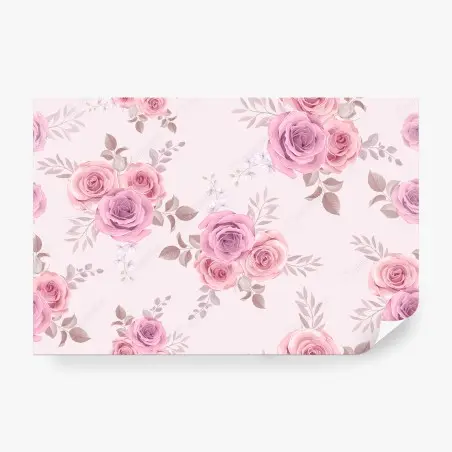 Wall mural delicate pink rose floral pattern • Wallissimo®