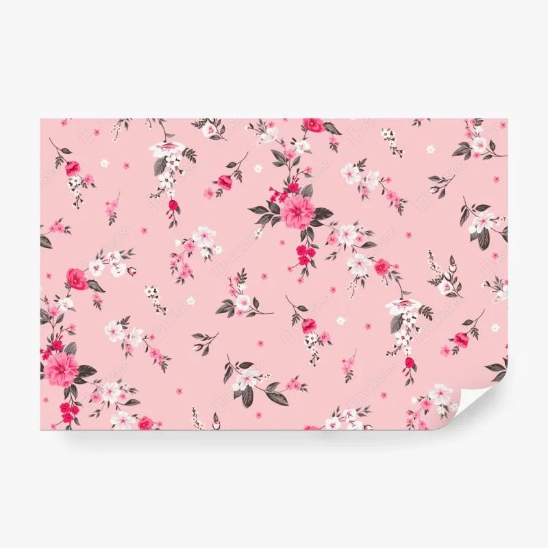 Wall mural delicate pink floral pattern
