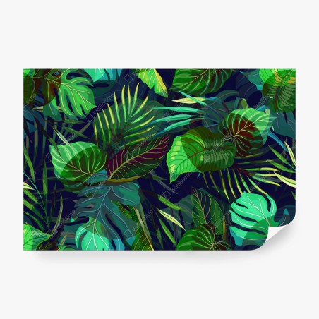 Wall mural tropical green foliage pattern • Wallissimo®