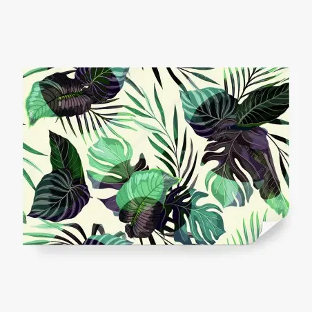 Wall mural tropical leaf pattern in green tones • Wallissimo®
