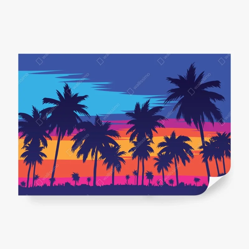 Wall mural vibrant tropical sunset palms