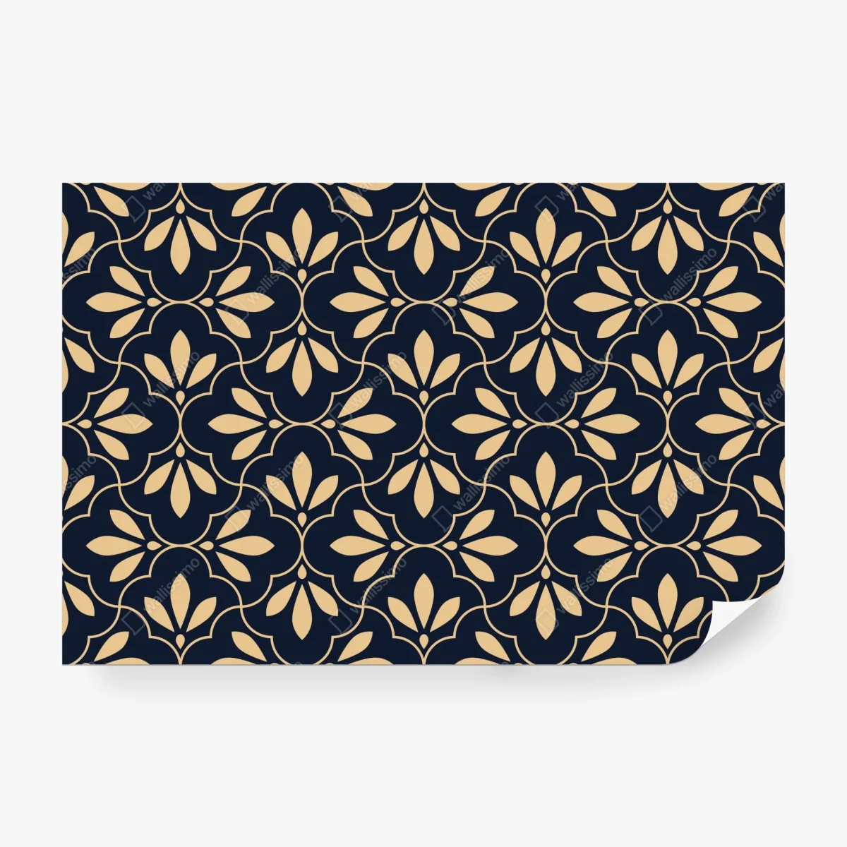 Wall mural navy and beige ornamental pattern ⁕ Wallissimo® Wall mural navy and beige ornamental pattern ⁕ Wallissimo®