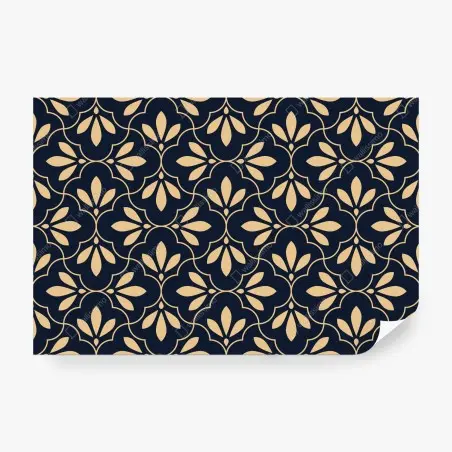 Wall mural navy and beige ornamental pattern • Wallissimo®