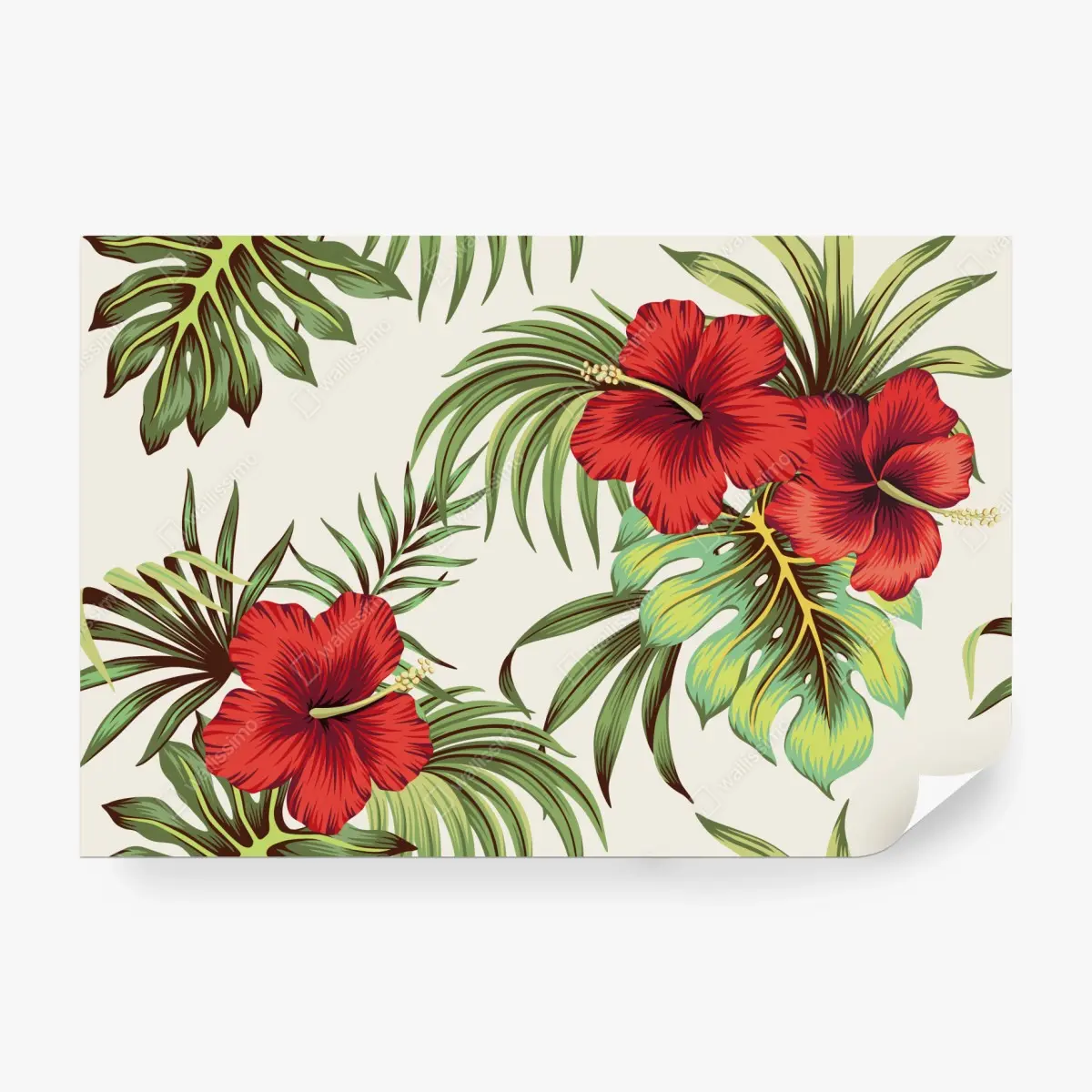 Wall mural vibrant hibiscus tropical print • Wallissimo®