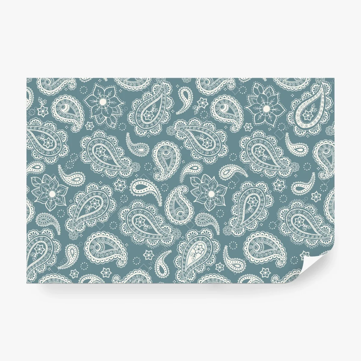 Wall mural teal paisley ornamental pattern • Wallissimo®