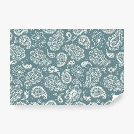 Wall mural teal paisley ornamental pattern • Wallissimo®