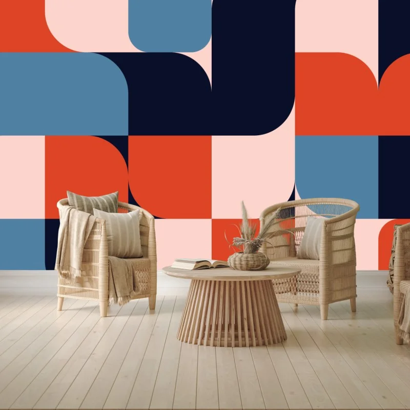 Wall mural bold geometric retro pattern