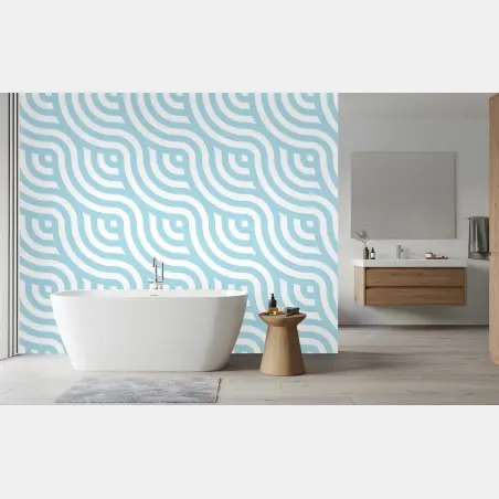 Wall mural soft turquoise geometric wave pattern • Wallissimo®