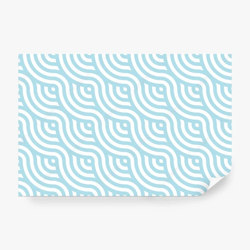 Wall mural soft turquoise geometric wave pattern