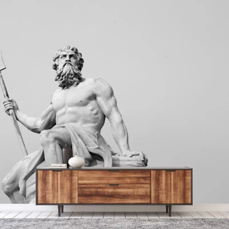 Wall mural Neptune classical statue in monochrome ⁕ Wallissimo® Wall mural Neptune classical statue in monochrome ⁕ Wallissimo®
