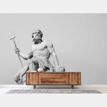 Wall mural Neptune classical statue in monochrome • Wallissimo®