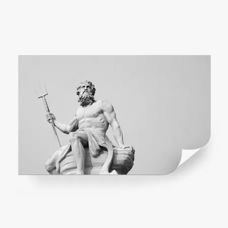 Wall mural Neptune classical statue in monochrome • Wallissimo®