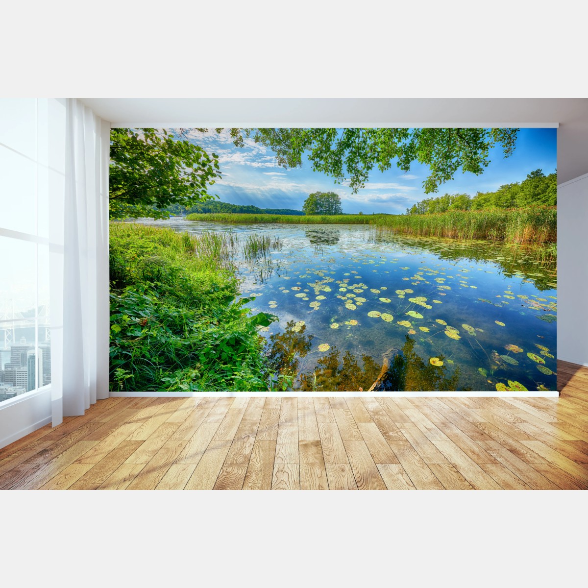 Wall mural summer reflections at Masuria lake • Wallissimo®