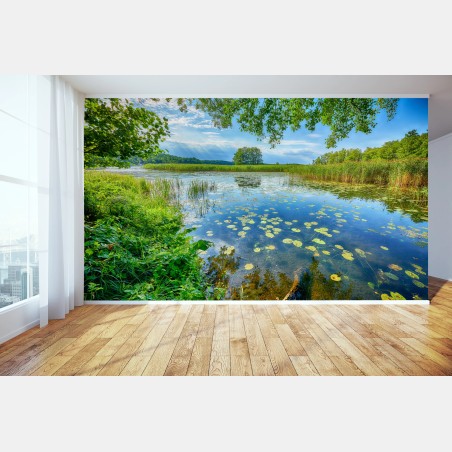 Wall mural summer reflections at Masuria lake • Wallissimo®