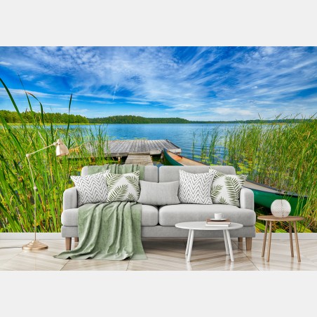 Wall mural tranquil summer lake in Masuria • Wallissimo®
