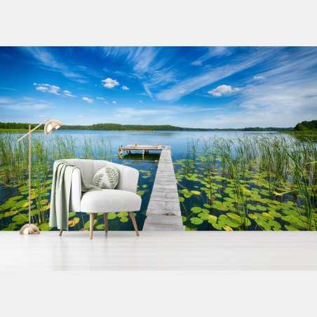 Wall mural Masuria lakeside pier in summer • Wallissimo®