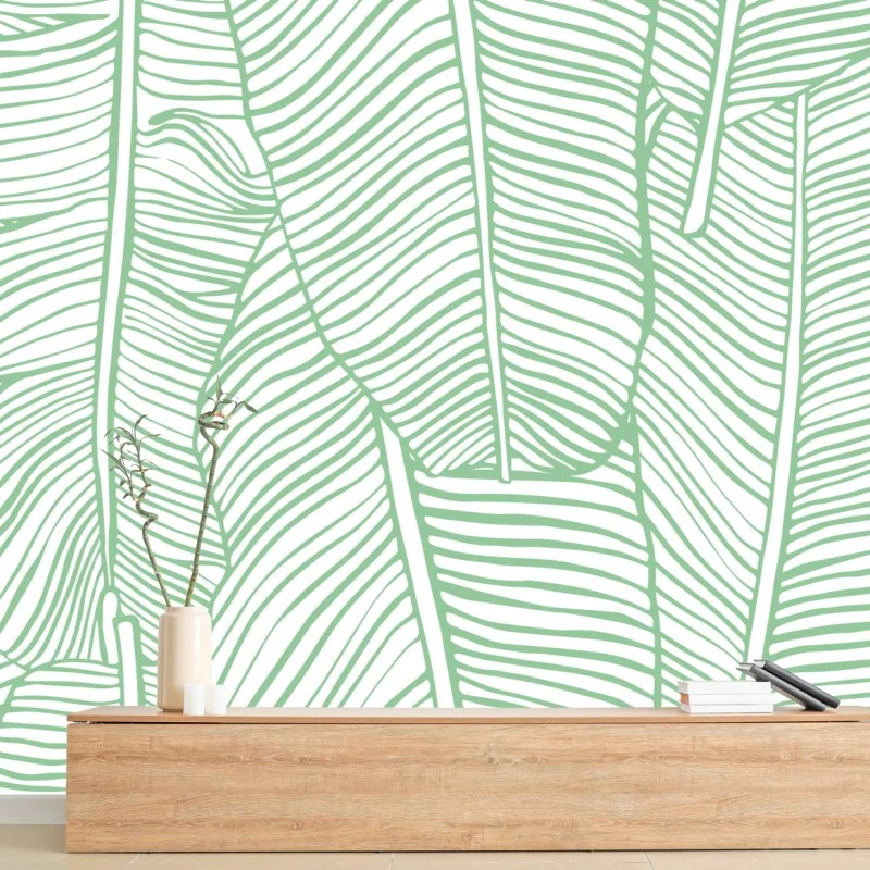 Wall mural mint banana leaf pattern ⁕ Wallissimo®