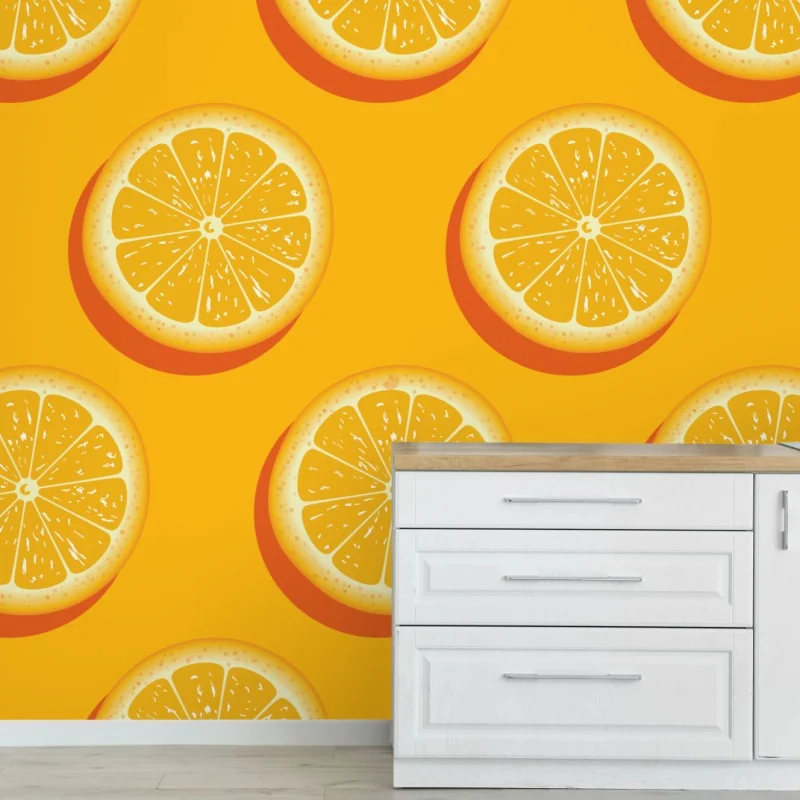 Wall mural vibrant orange citrus pattern